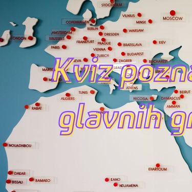 Karta svijeta s označenim glavnim gradovima i naziv kviza