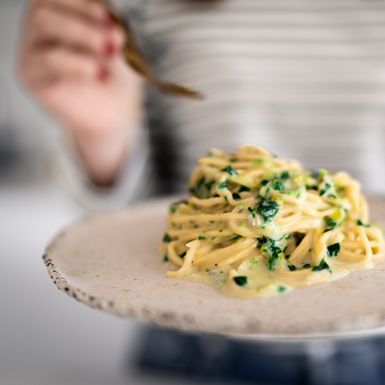 Domaća tjestenina u kremastom umaku od gorgonzole i špinata