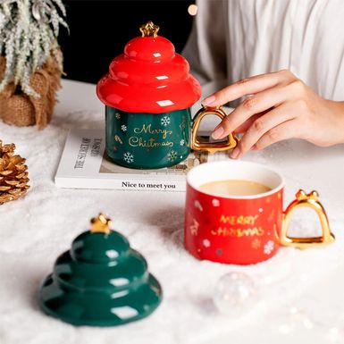 Božićna šalica s poklopcem