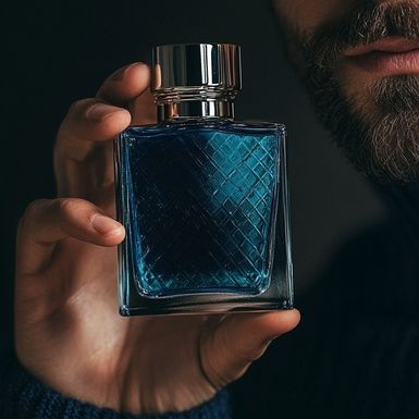 Muškarac drži parfem