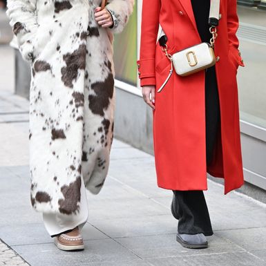 Zgodna dama u kaputu s kravljim uzorkom