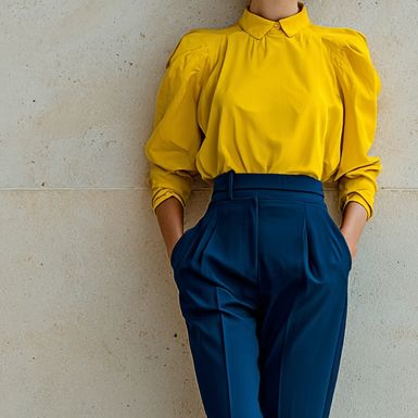 Poslovna kombinacija s plavom i žutom bojom