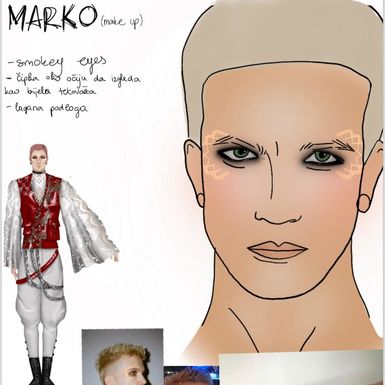 Skice za make-up i frizuru Baby Lasagne i njegovih plesača, Luane Kličić i Sebastijana Žeželića - 1