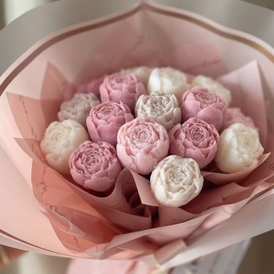 Buket božura od voska i gipsa