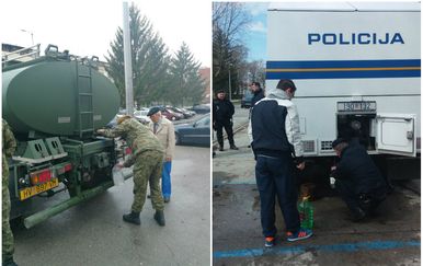 Vojska i policija dijele vodu Brođanima (Foto: MORH/Dnevnik.hr)