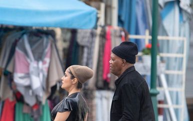 Salma Hayek i Samuel L. Jackson na snimanju u Rovinju