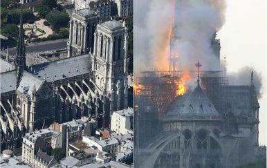 Katedrala Notre-Dame prije i poslije požara (Foto: AFP)