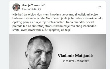 Hrvoje Tomasović o Vladimiru Matijaniću