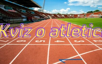 Atletska staza i stadion uz natpis Kviz o atletici