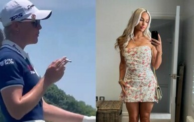 Britanska golferica Charley Hull kako puši na terenu