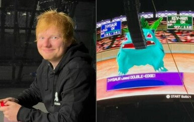 Pjevač Ed Sheeran na stadionu igra igrice