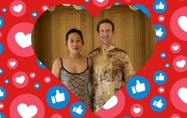 Mark Zuckerberg i njegova djevojka Priscilla Chan u okviru u obliku srca