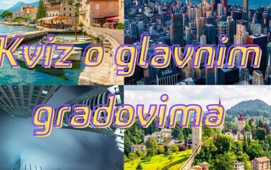 Razni gradovi i natpis kviz o glavnim gradovima