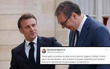 Francuski predsjednik Emmanuel Macron i srbijanski predsjednik Aleksandar Vučić