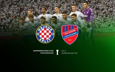 UŽIVO Hajduk - Rakow: Prva utakmica play-offa Konferencijske lige