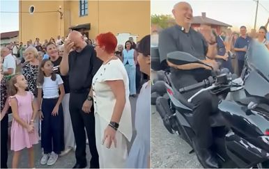 Do suza ganut poklonom svojih župljana: Strastveni motorist vlč. Duje na novom motociklu stiže u Sesvete