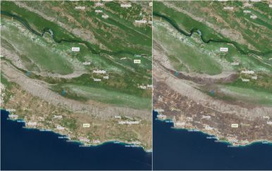 Razmjeri katastrofe kod Omiša viđeni iz svemira: Satelit Copernicus snimio stravične posljedice požara
