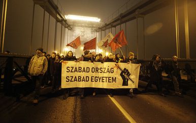 Prosvjednici u Budimpešti (Foto: AFP)