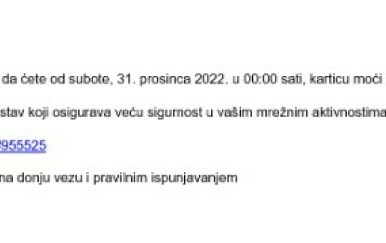 Primjer phishing poruke