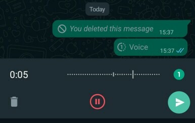 Primjer nestajuće glasovne poruke na WhatsAppu