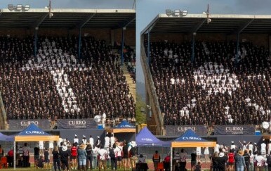 Usklađena koreografija na tribini sportskog stadiona