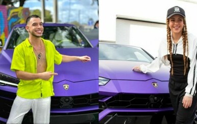 Pjevačica Shakira i osvajač njezinog ljubičastog Lamborghinija