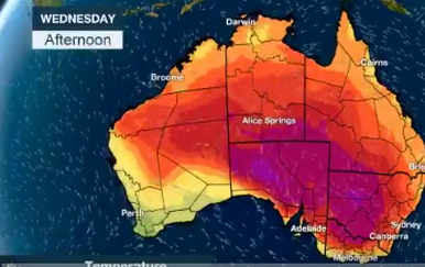 Toplinski val, Australija (Foto: Screenshot Bureau of Meteorology)