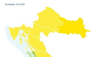 Upozorenje DHMZ-a za ponedjeljak
