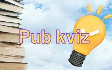 Knjige poslagane jedna na drugu i žarulja uz naslov kviza