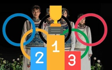 Mongolska uniforma za Olimpijske igre, postolje i olimpijski krugovi