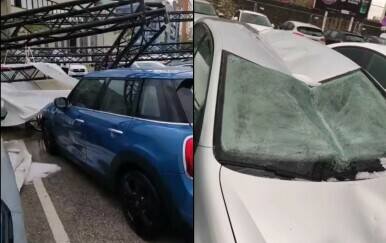 Vjetar u Splitu nosio dijelove metalne konstrukcije i razbijao automobile