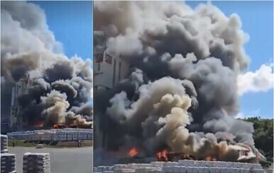 Veliki požar: Gori tvornica Baumit u Siraču
