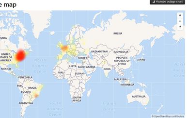 Pale brojne aplikacije Googla, probleme imaju i stanovnici u Europi (Screennshot: Down Detector)
