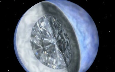 Umjetnički prikaz bijelog patuljka koji prolazi kroz proces kristalizacije u dijamant