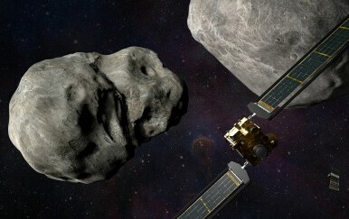Ilustracija letjelice DART i asteroida