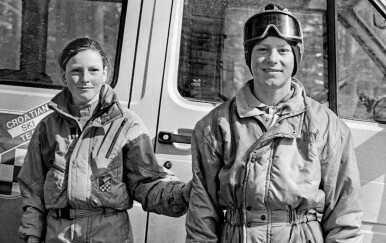 Janica i Ivica Kostelić na treningu Cro Ski Teama, 1993.