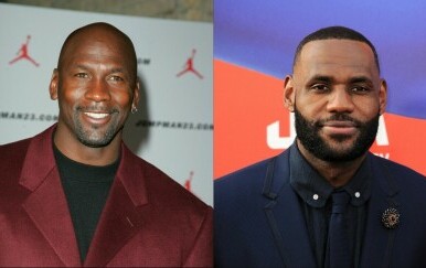 NBA košarkaši i legende Michael Jordan i LeBron James