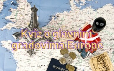 Karta Europe i simboli nekih država uz naslov kviza