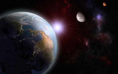 Zemlja, Mjesec i Mars, ilustracija