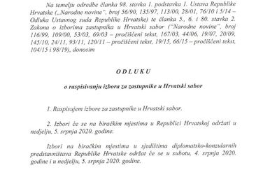 Predsjednik raspisao izbore za 5. srpnja