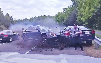 BMW umalo pokosio policajca