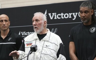 Manu Ginobili, Gregg Popovich, Tim Duncan