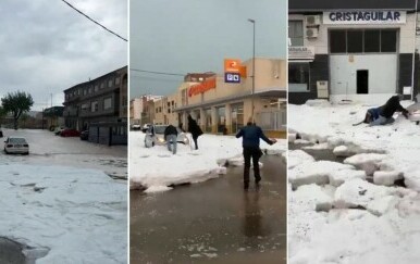 Valenciju je pogodila superćelija, kombinacija tuče i kiše zbog čega su ulice bijele