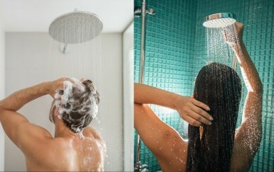 Muškarac i žena koji se tuširaju