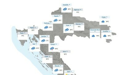 DHMZ: Pretežno oblačno i kiša
