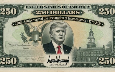 Donald Trump na novčanici od 250 dolara, AI ilustracija