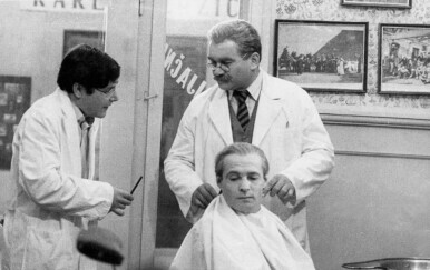 Sa snimanja serije Velo misto: Ivica Vidović (Očalinko) , Boris Dvornik (Meštar) i Mustafa Nadarević (Duje)