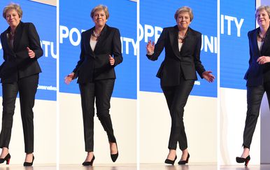 Theresa May plešući stigla na podij na konferencije Konzervativne stranke (Foto: AFP)