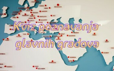 Karta svijeta s označenim glavnim gradovima i naziv kviza