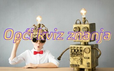 Dječak s robotom i upaljenom žaruljom uz naslov kviza